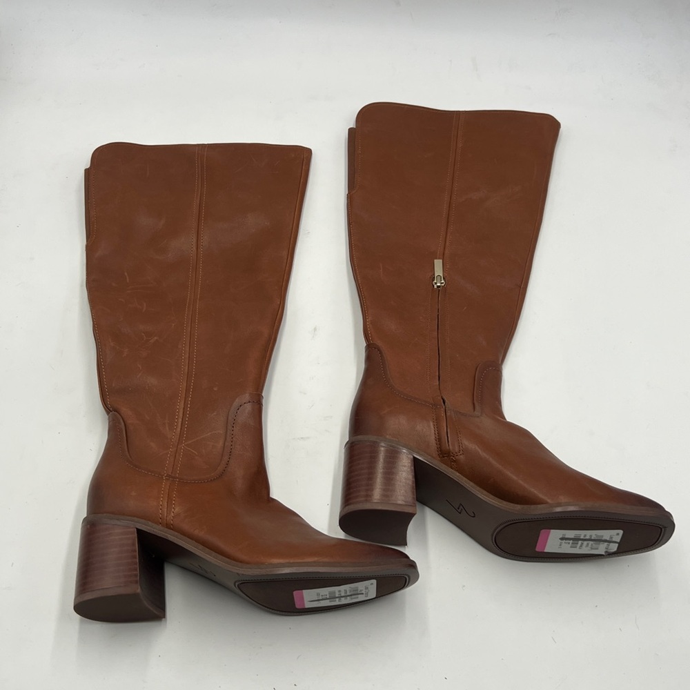 27 Edit Brown Chunky Block Heel Ankle Boots Women’s 6 Dress Casual Booties Fall